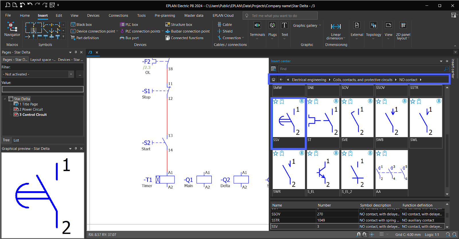 Figure 6.18 - Industrial Control Panel Schematics Using EPLAN | Timer Normally Open Contacts