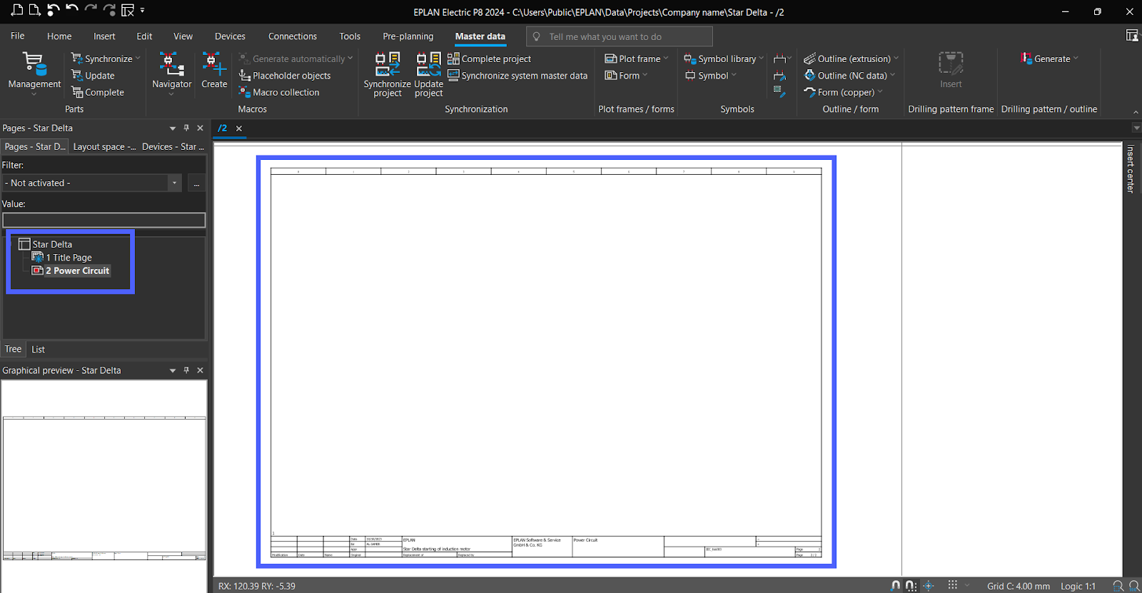 Figure 5.2 - Industrial Control Panel Schematics Using EPLAN | EPLAN - Add Power Circuit Page