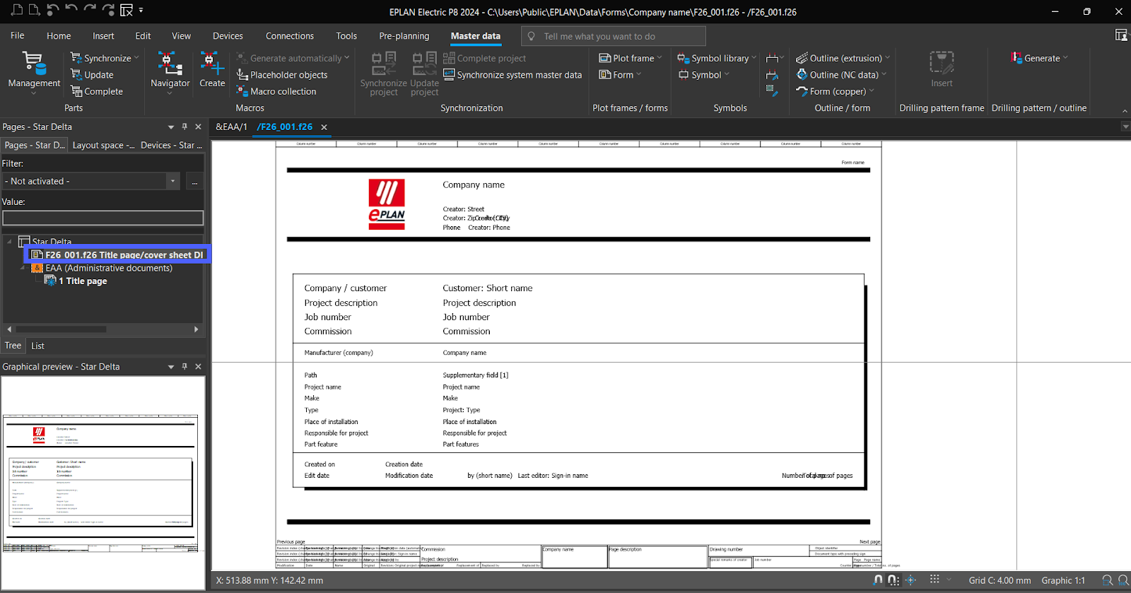 Figure 4.5 - Industrial Control Panel Schematics Using EPLAN | EPLAN Add New Title Page