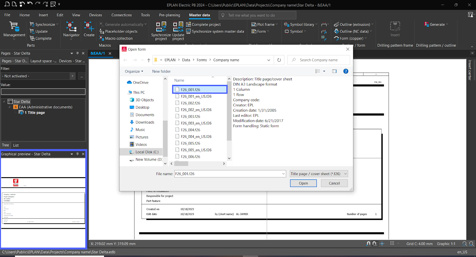 Figure 4.4 - Industrial Control Panel Schematics Using EPLAN | EPLAN Add New Title Page