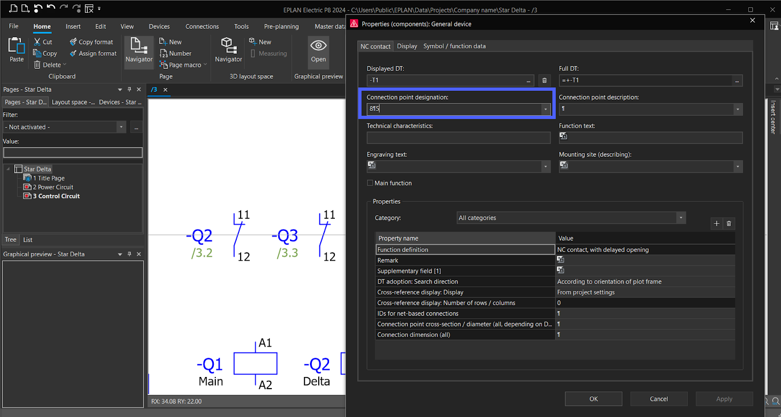 Figure 6.21 - Industrial Control Panel Schematics Using EPLAN | Timer Normally Closed Contact