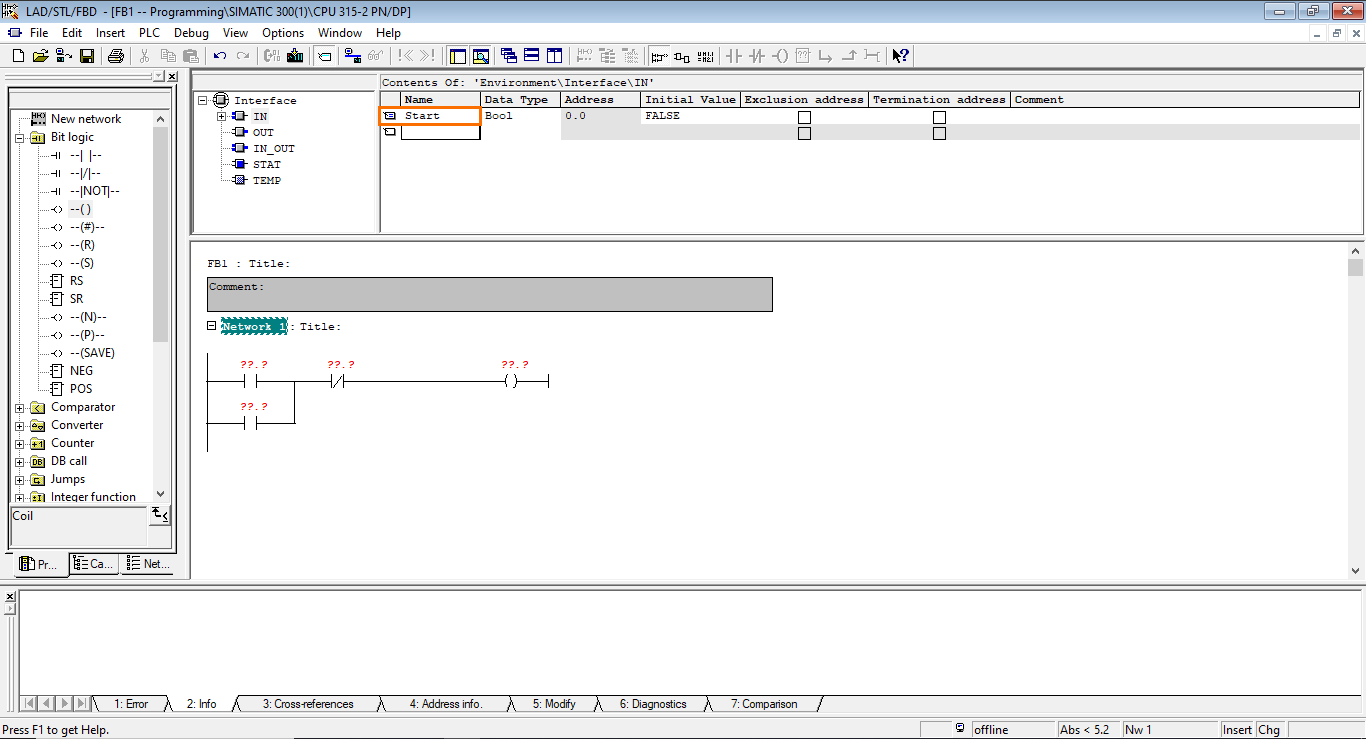 Figure 3.2 - Siemens SIMATIC Manager STEP7 PLC Programming | Creating a New Input