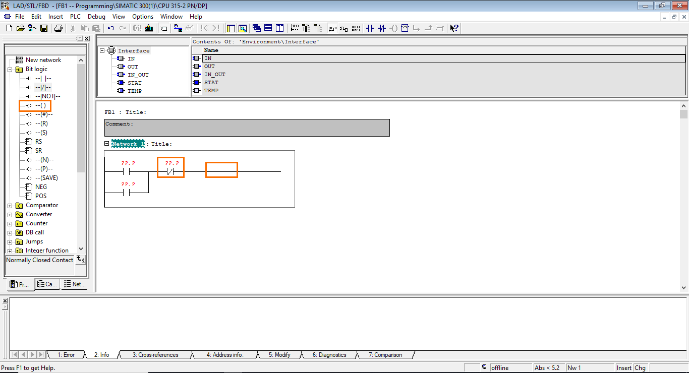 Figure 2.10 - Siemens SIMATIC Manager STEP7 PLC Programming | Adding an Assignment Instruction