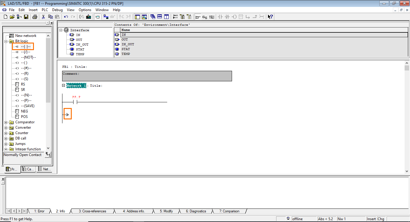 Figure 2.6 - Siemens SIMATIC Manager STEP7 PLC Programming | Adding a Second Normally Open Contact