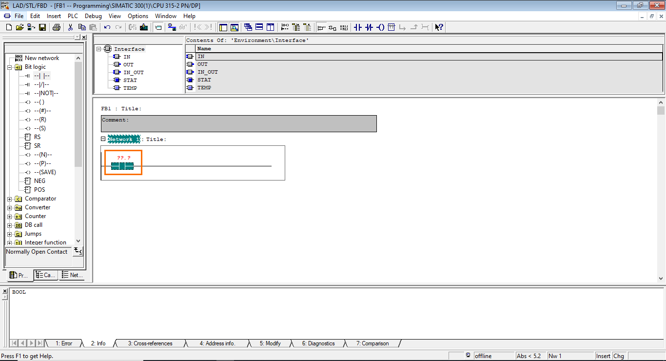 Figure 2.3 - Siemens SIMATIC Manager STEP7 PLC Programming | The Normally Open Contact is Added