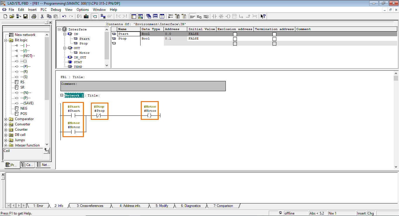 Figure 3.8 - Siemens SIMATIC Manager STEP7 PLC Programming | Adding the Remaining Variables