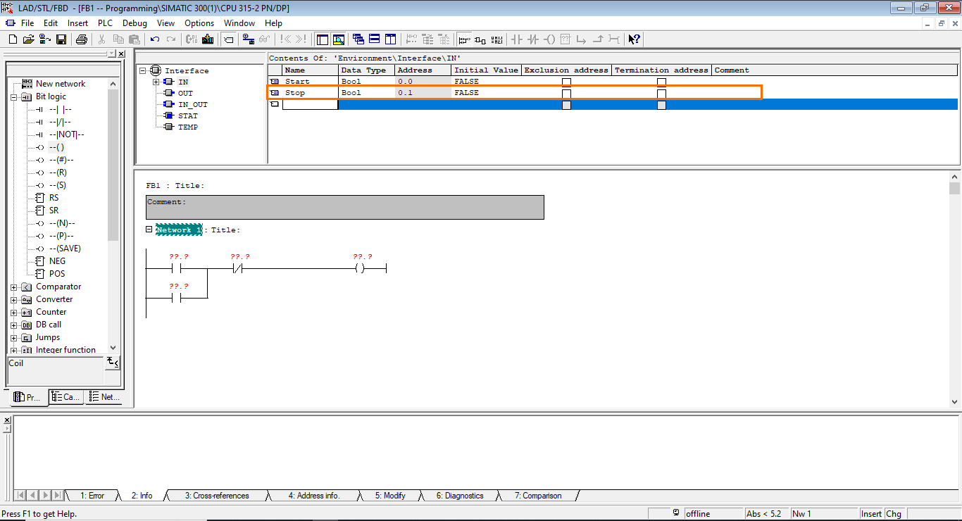 Figure 3.3 - Siemens SIMATIC Manager STEP7 PLC Programming | Creating a Second Input