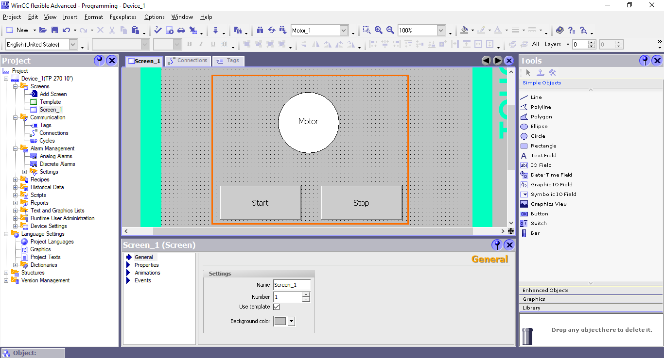 Figure 4.27 - Siemens SIMATIC WinCC flexible | The programming is done