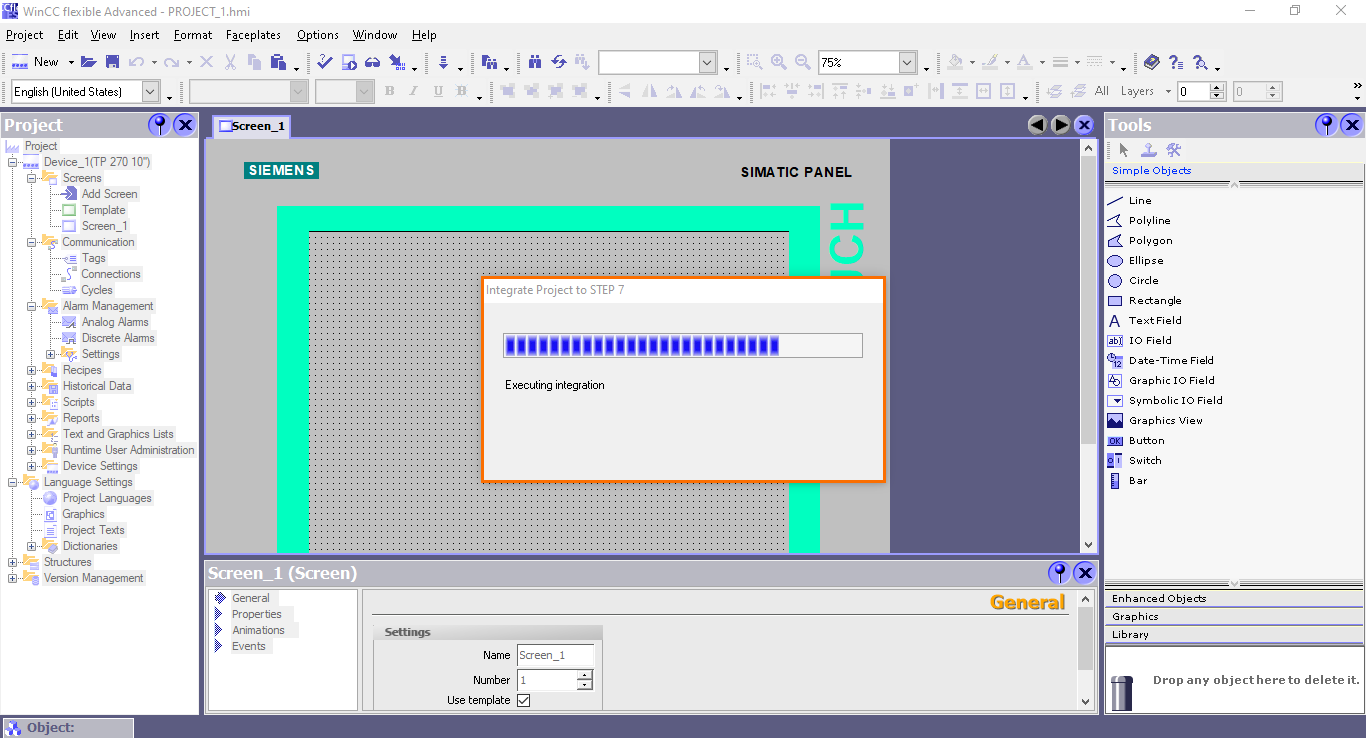 Figure 2.4 - Siemens SIMATIC WinCC flexible | Integration’s progression