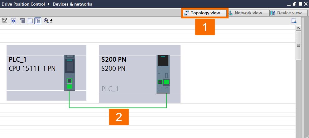 Figure 5.4: Siemens servo drive position control - Configuring the topology connection between PLC and drive