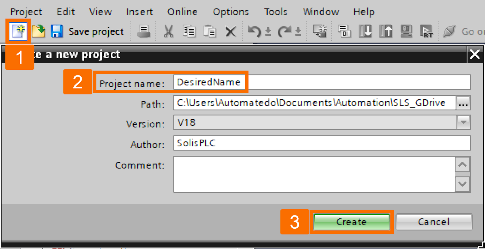 Figure 2.1: Enhancing Siemens drive safety - Creating a Tia portal project