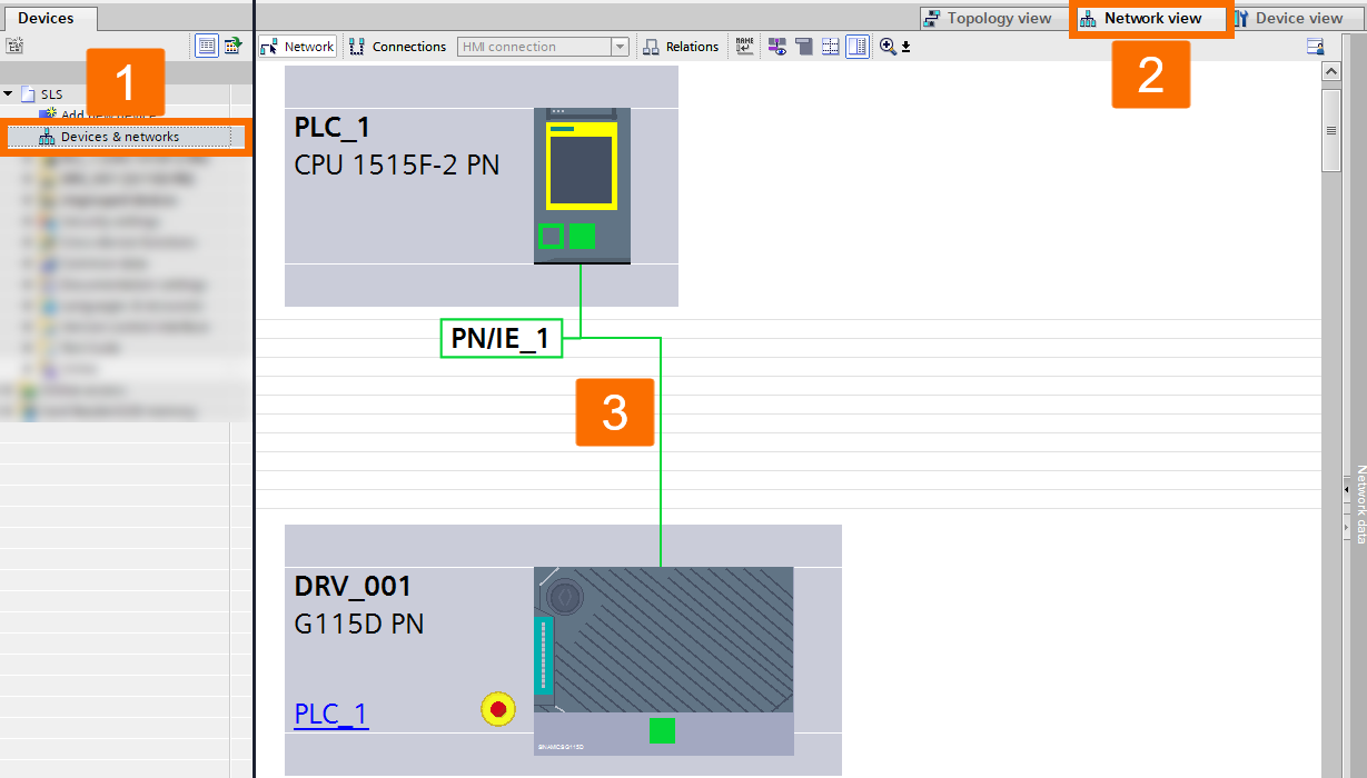 Figure 2.7: Enhancing Siemens drive safety - Establishing Profinet connection between PLC and G115D drive