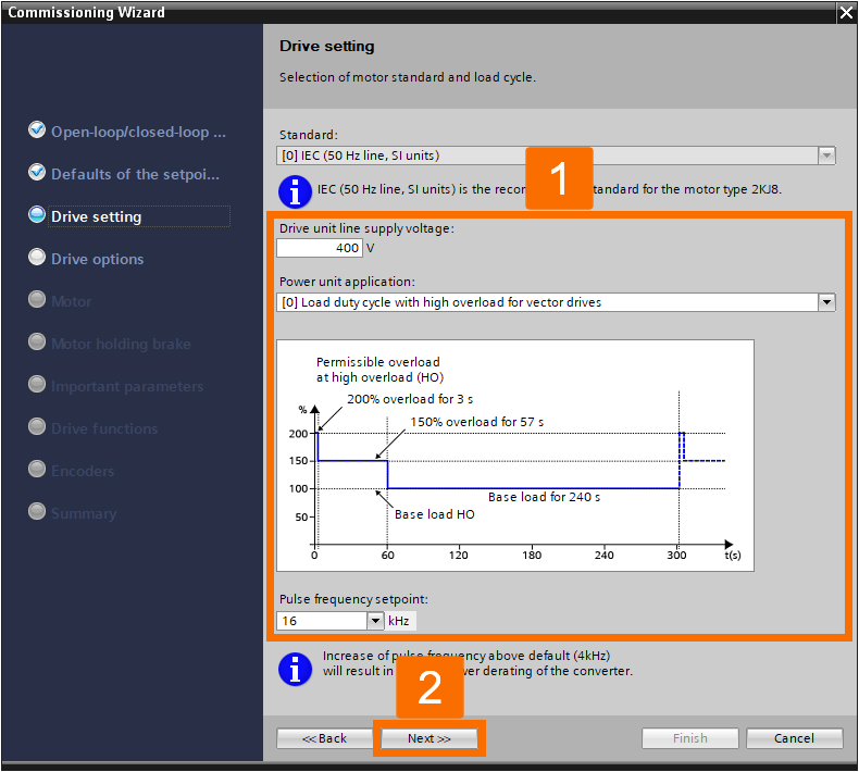 Figure 3.3: Enhancing Siemens drive safety - Configuring G115D drive - Drive setting