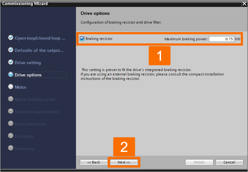 Figure 3.4: Enhancing Siemens drive safety - Configuring G115D drive - Drive options