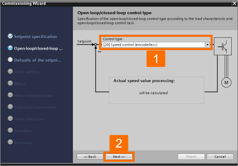 Figure 3.23: Enhancing Siemens drive safety - Configuring G120D drive - Open-loop/Closed-loop control type