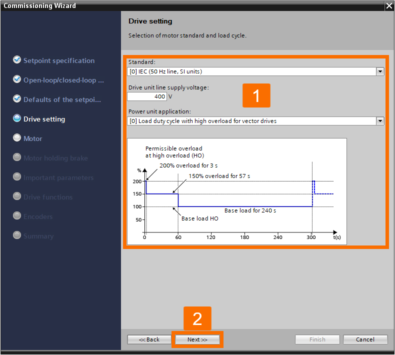 Figure 3.25: Enhancing Siemens drive safety - Configuring G120D drive - Drive setting