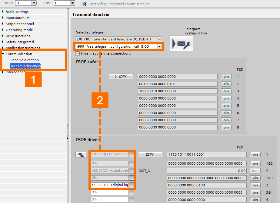 Figure 3.41: Enhancing Siemens drive safety - Configuring G120D drive - Transmitting data 