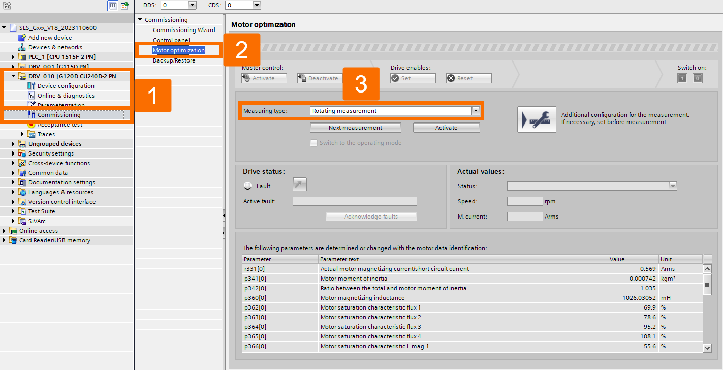 Figure 3.42: Enhancing Siemens drive safety - Configuring G120D drive - Motor optimization