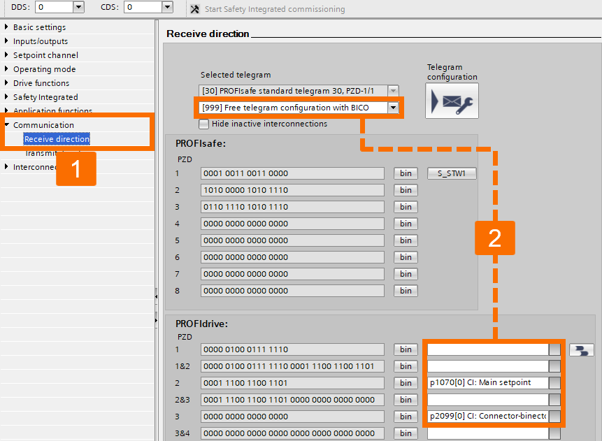 Figure 3.40: Enhancing Siemens drive safety - Configuring G120D drive - Receiving data