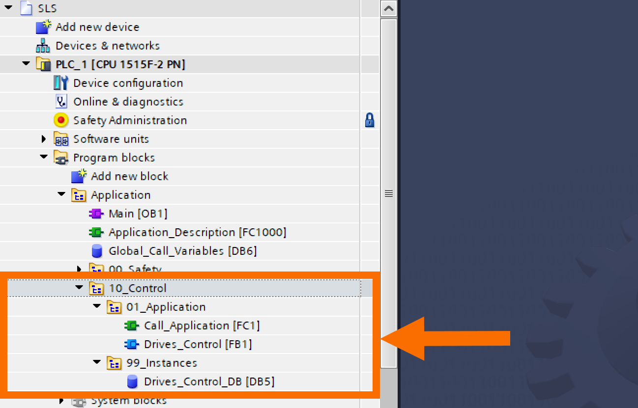 Figure 4.3: Enhancing Siemens drive safety - Control section of the PLC software