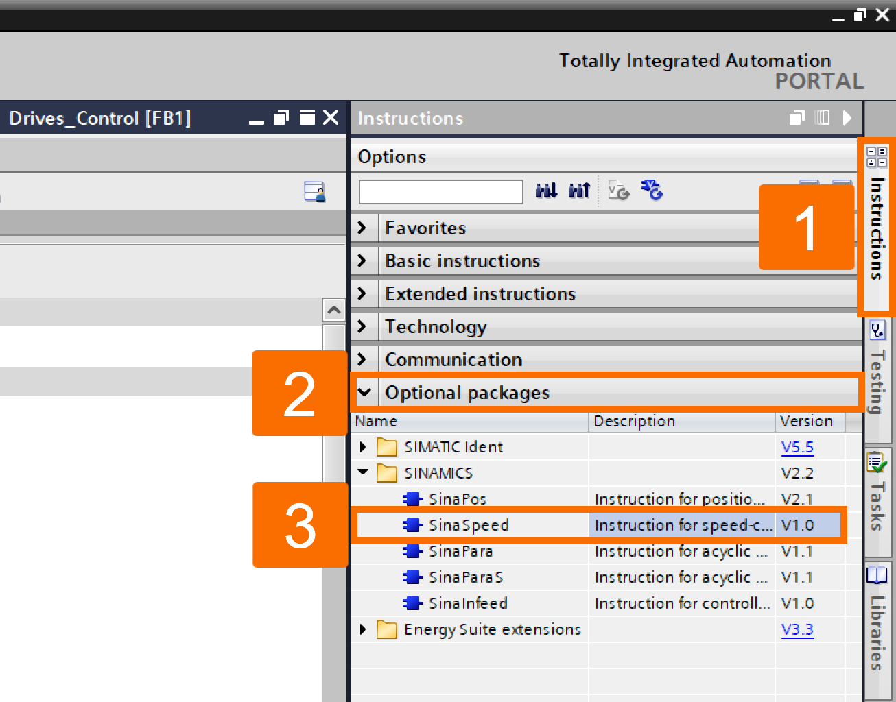 Figure 4.4: Enhancing Siemens drive safety - Implementing SinaSpeed instruction for controlling the drive