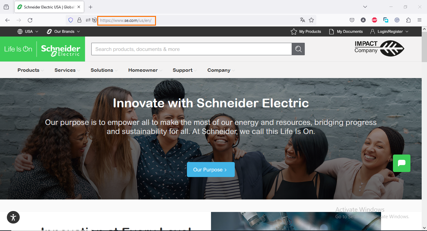 Figure 1.1: Schneider Electric’s official website.