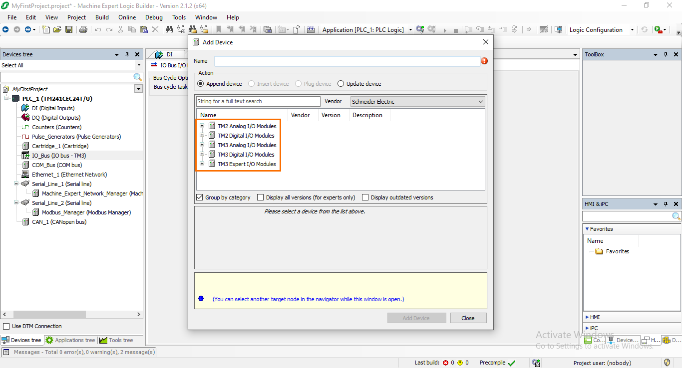 Figure 2.5: Module catalog.