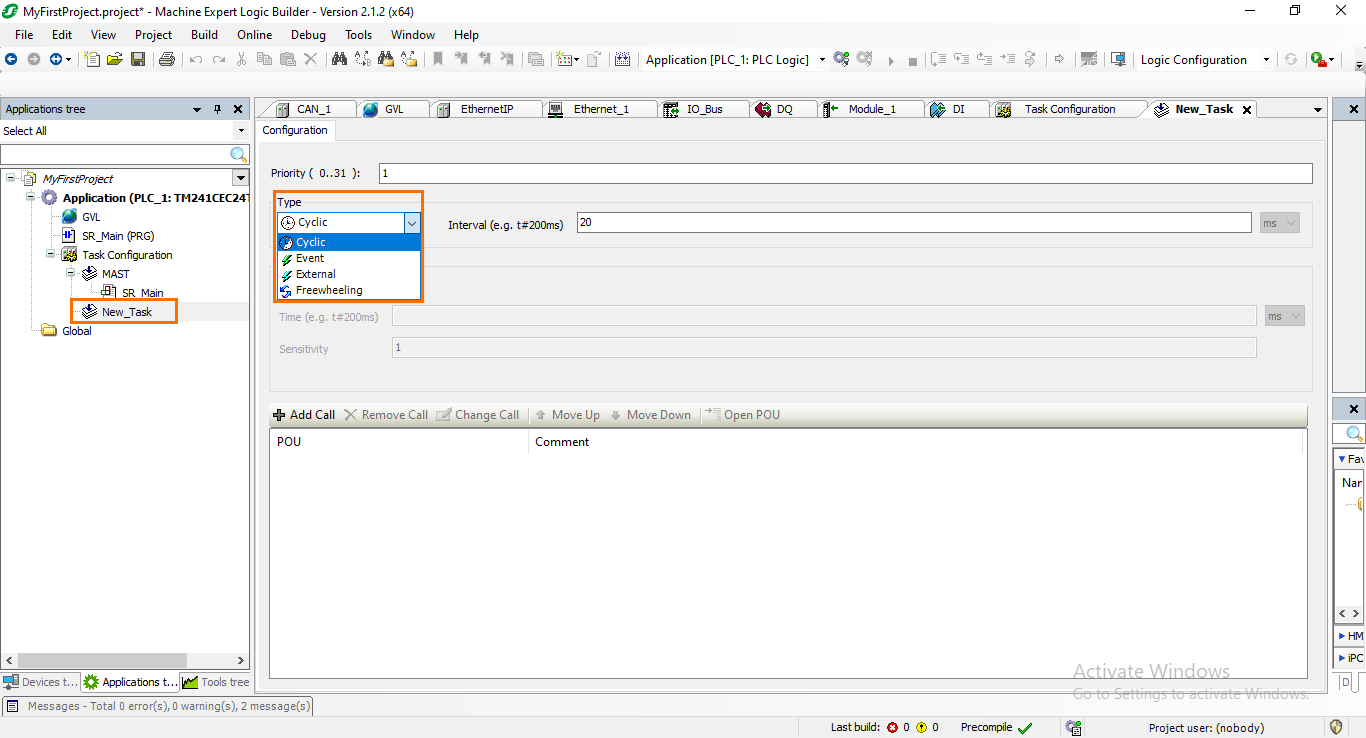 Figure 3.14: Task types.