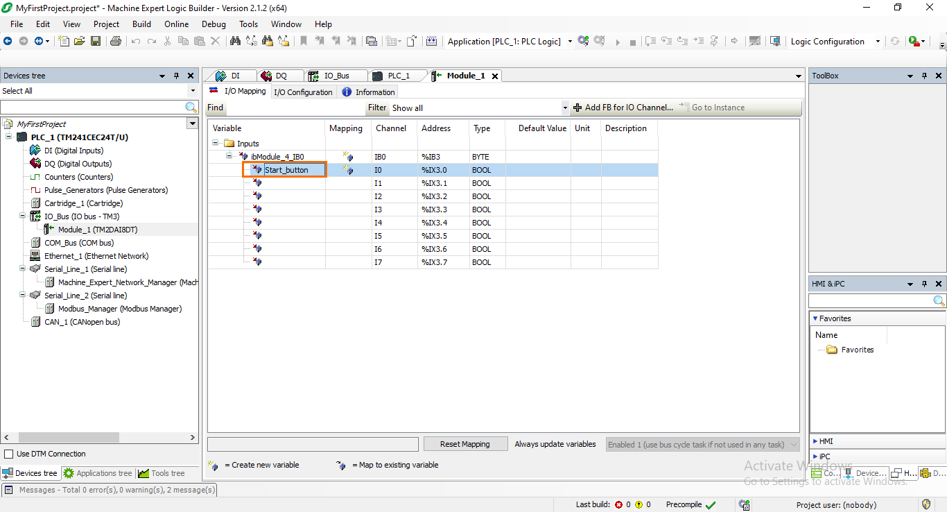 Figure 2.10: The input is configured.