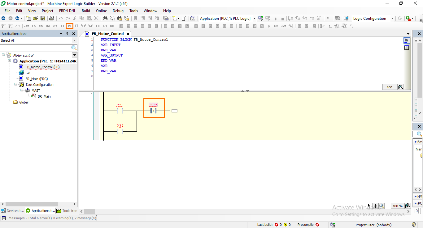 Figure 2.7: Adding an NC contact.