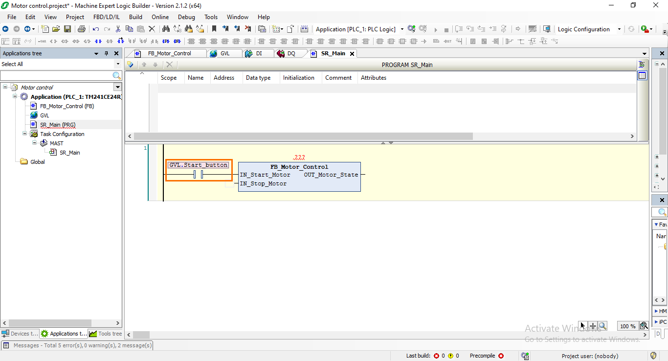 Figure 7.5: Linking the contact to its GVL variable.