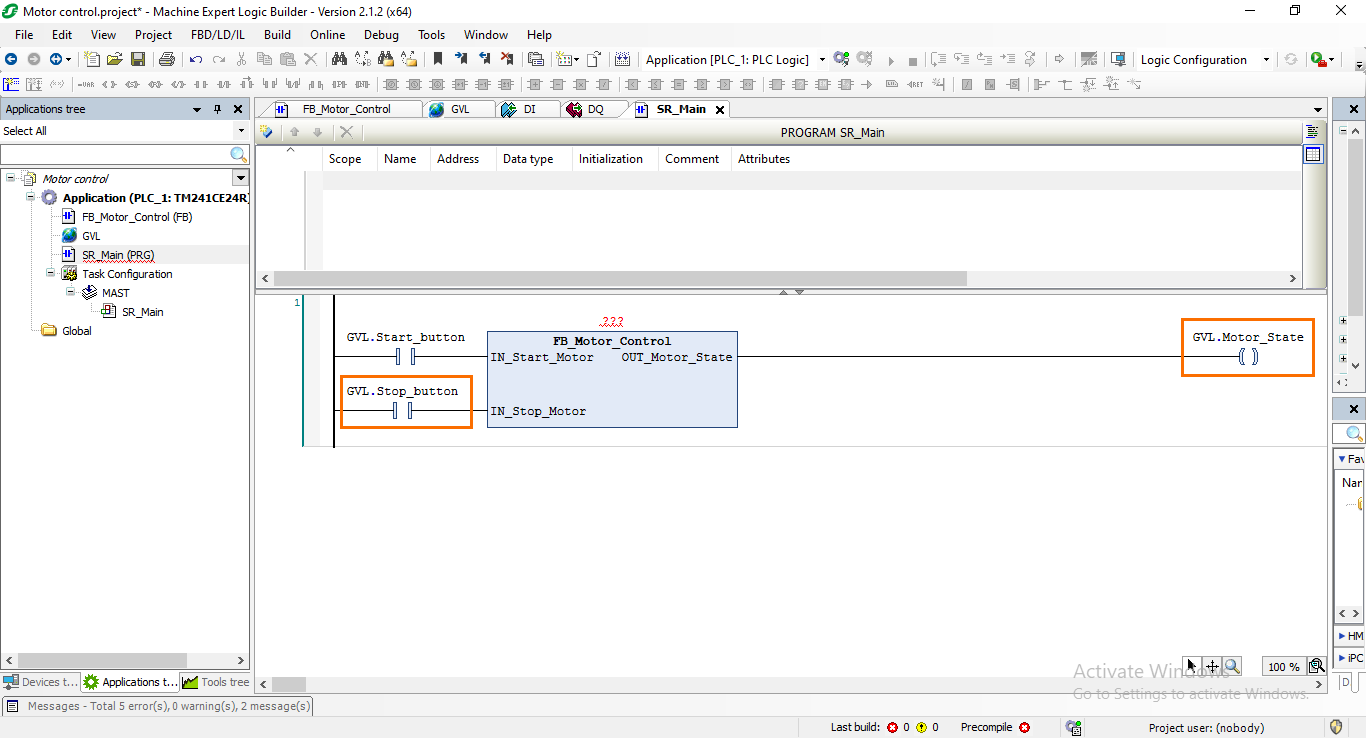 Figure 7.6: Adding the remaining instructions and variables.