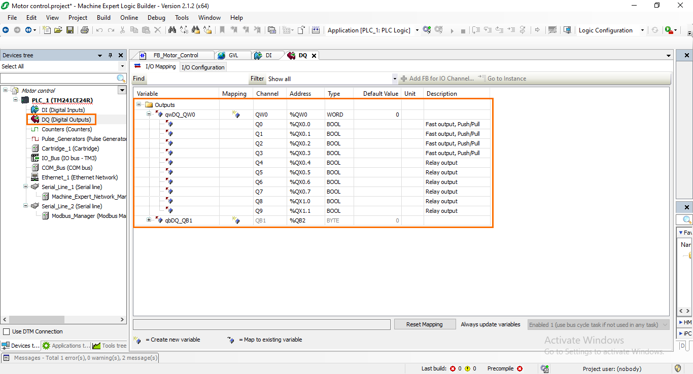 Figure 6.9: Opening the DQs section.