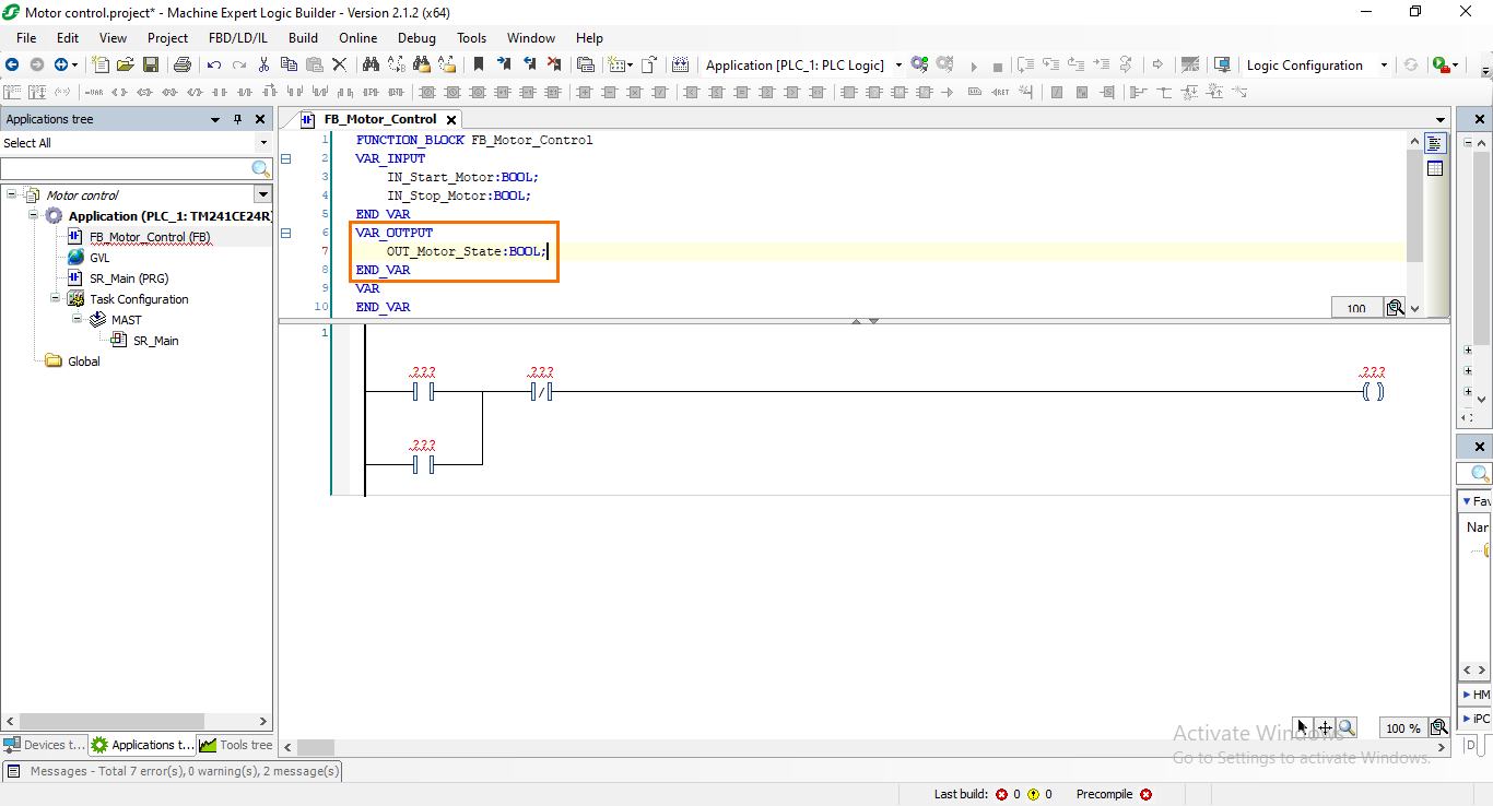 Figure 3.3: Defining the motor state output.