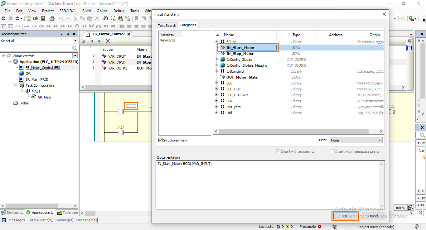 Figure 4.3: Selecting the variable in the assistant.