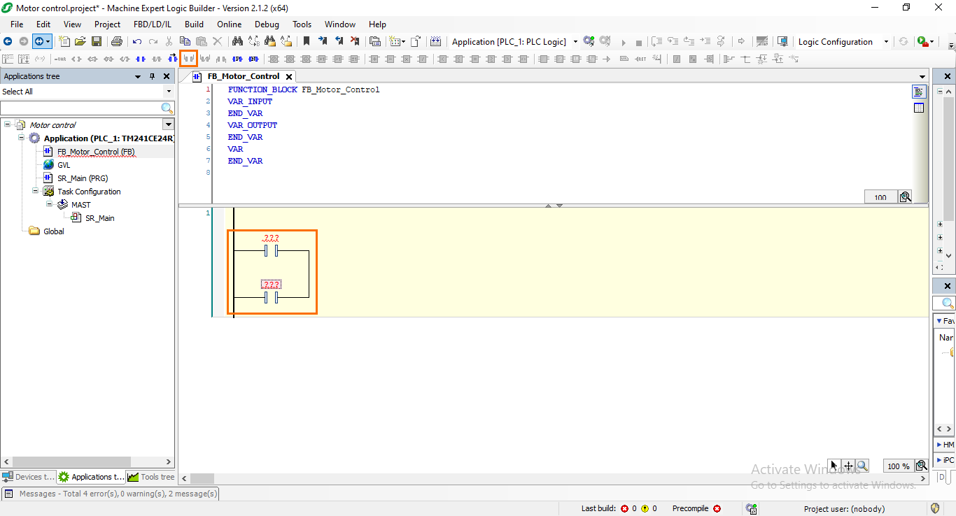 Figure 2.6: Adding a parallel NO contact.