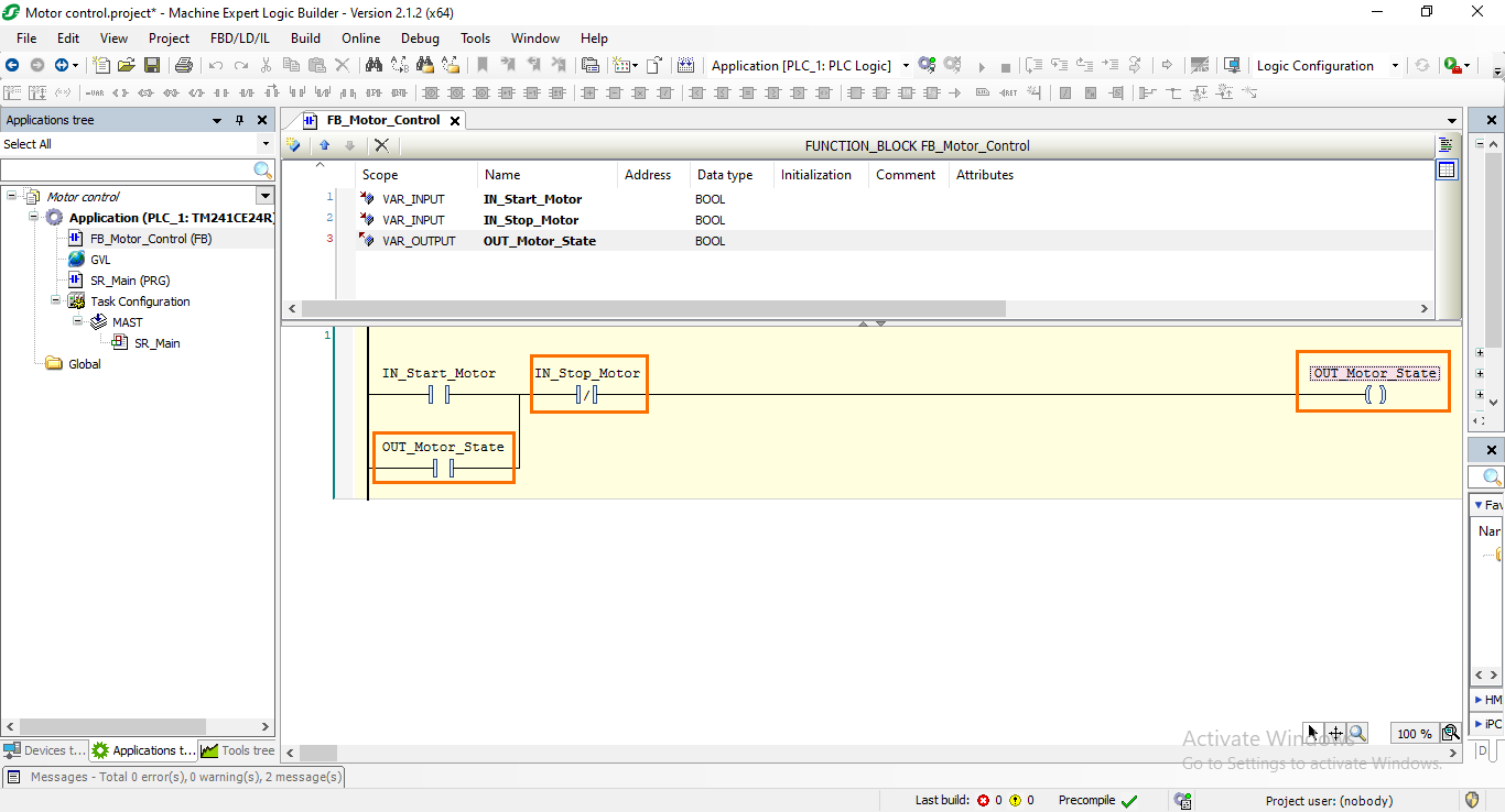 Figure 4.5: Complete motor control program.