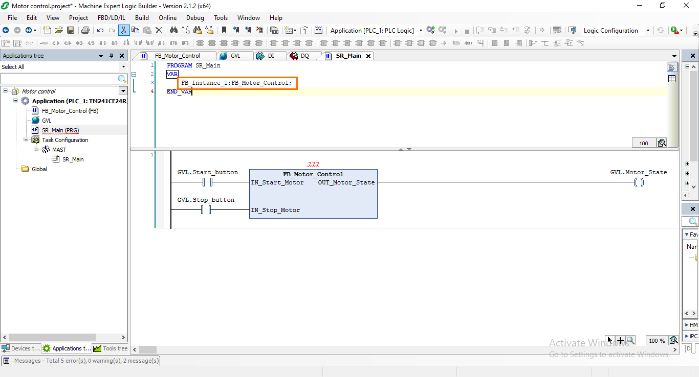 Figure 7.7: Defining the FB instance.