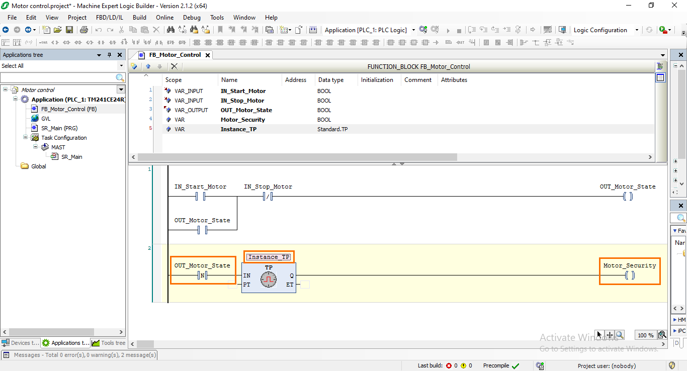 Figure 5.8: Adding the variables/instances to the new program.