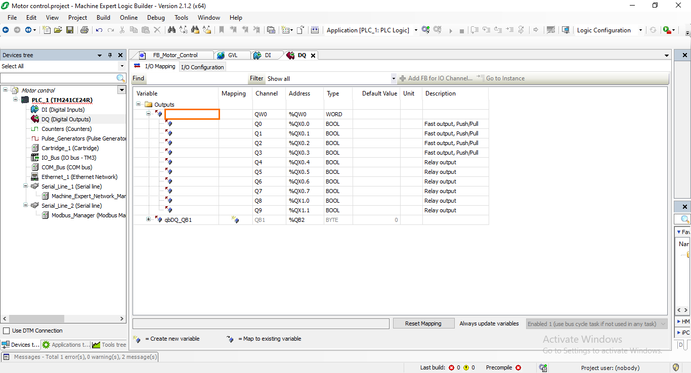 Figure 6.11: Removing the default mapping.