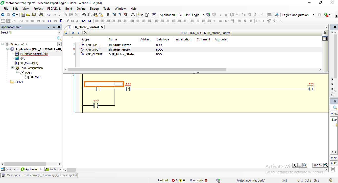 Figure 4.2: Adding a variable to the NO contact.