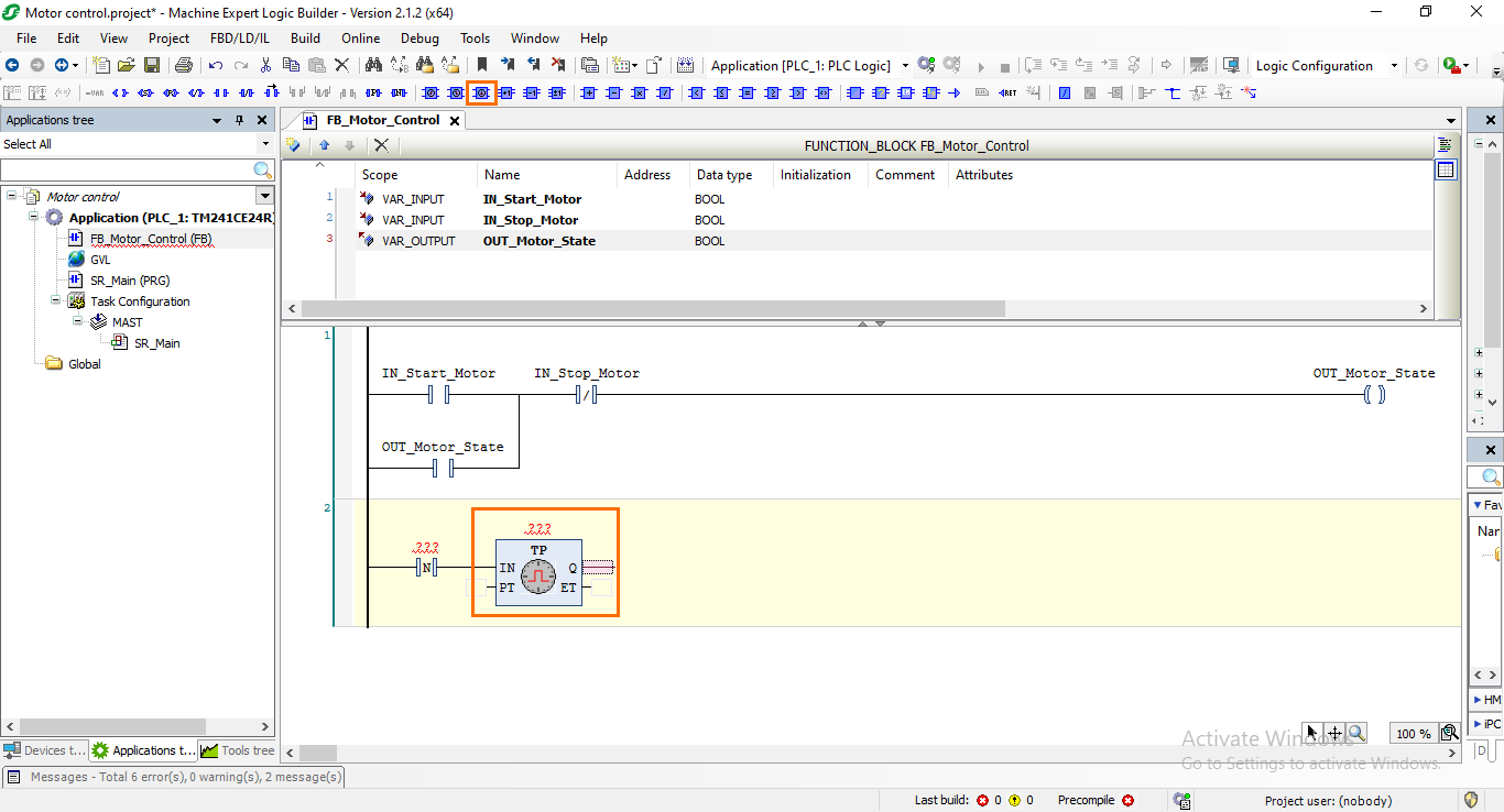 Figure 5.3: Adding a TP Pulse timer.