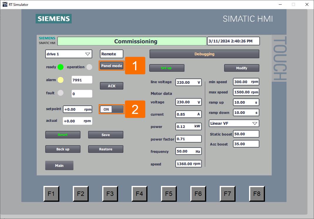 Figure 5.10: Siemens G120X/XA Drive Configuration with HMI - Implementing standstill identifier