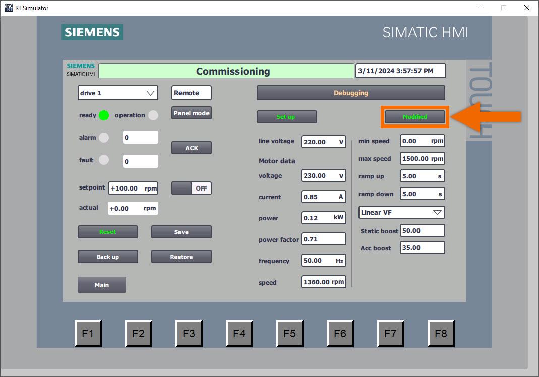 Figure 5.13: Siemens G120X/XA Drive Configuration with HMI - Adjustments have been made to parameters