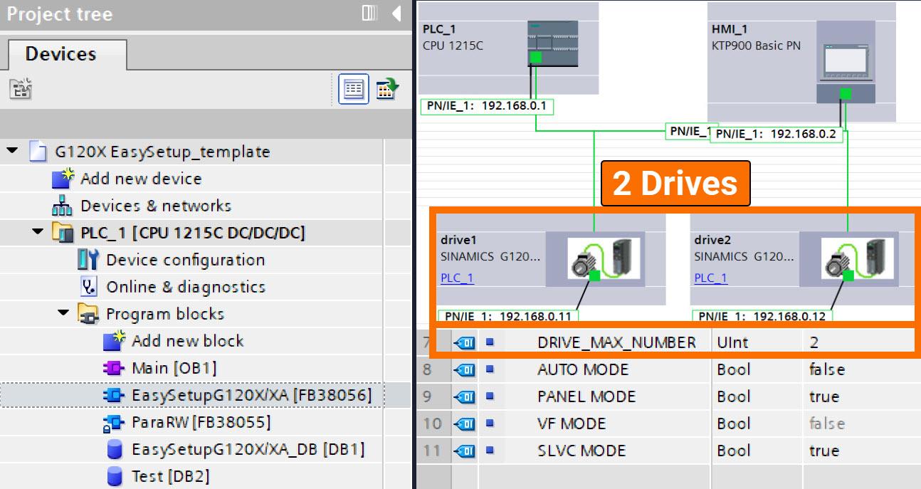 Figure 3.3: Siemens G120X/XA Drive Configuration with HMI - Setting the value of DRIVE_MAX_NUMBER