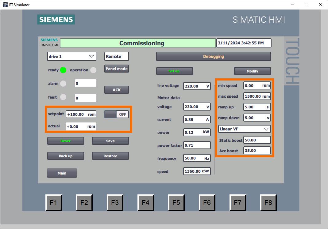 Figure 5.11: Siemens G120X/XA Drive Configuration with HMI - Inserting application parameters