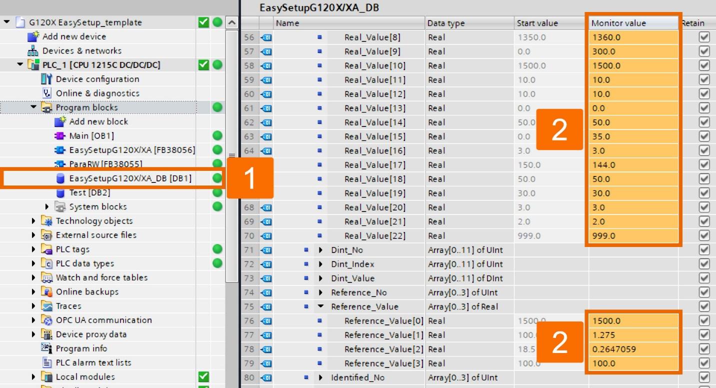 Figure 5.9: Siemens G120X/XA Drive Configuration with HMI - Reading reference parameters automatically