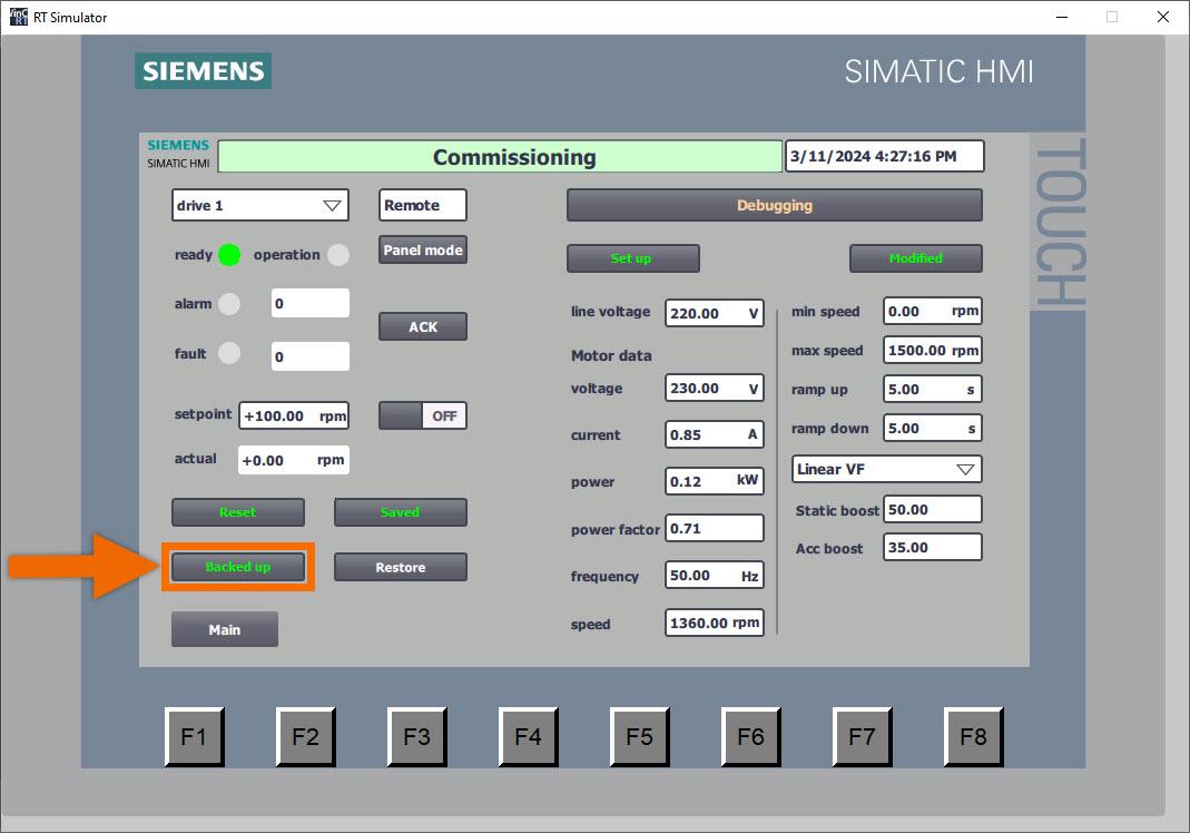 Figure 5.17: Siemens G120X/XA Drive Configuration with HMI - Parameters have been placed into PLC