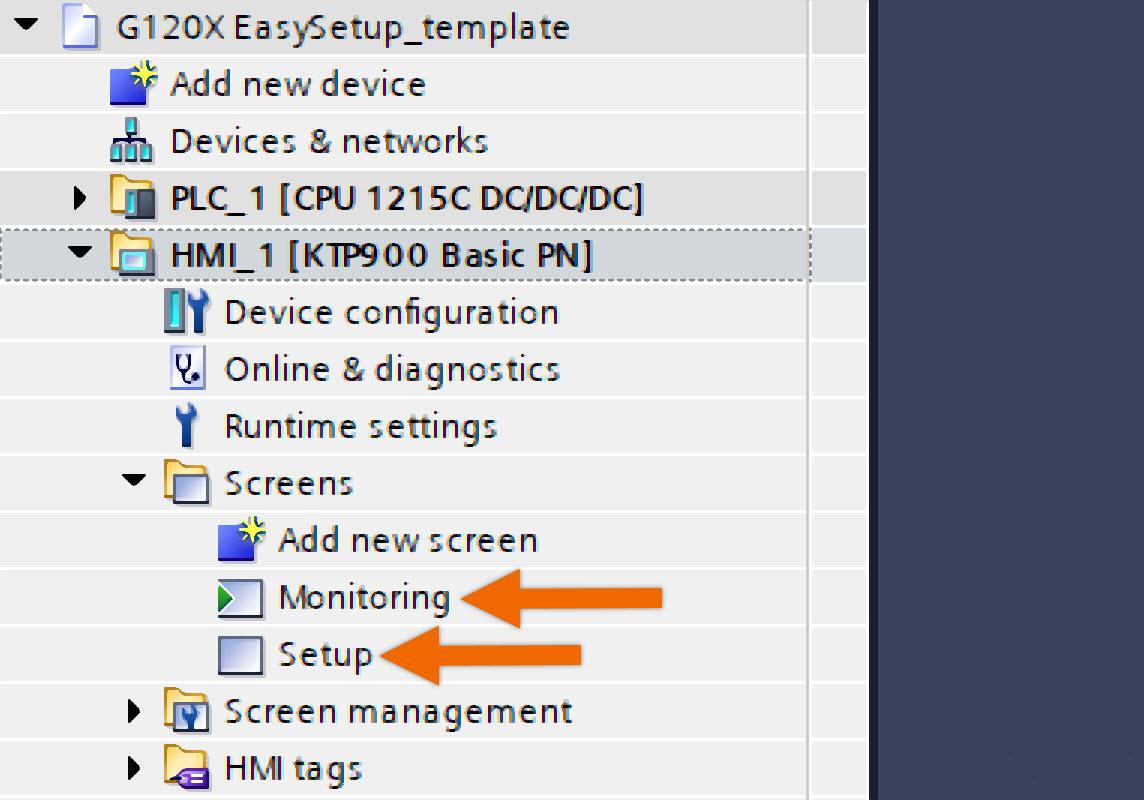 Figure 4.1: Siemens G120X/XA Drive Configuration with HMI - Main HMI screens