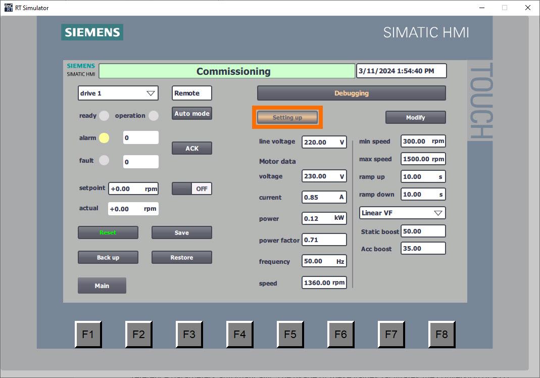 Figure 5.7: Siemens G120X/XA Drive Configuration with HMI - Writing setup parameters